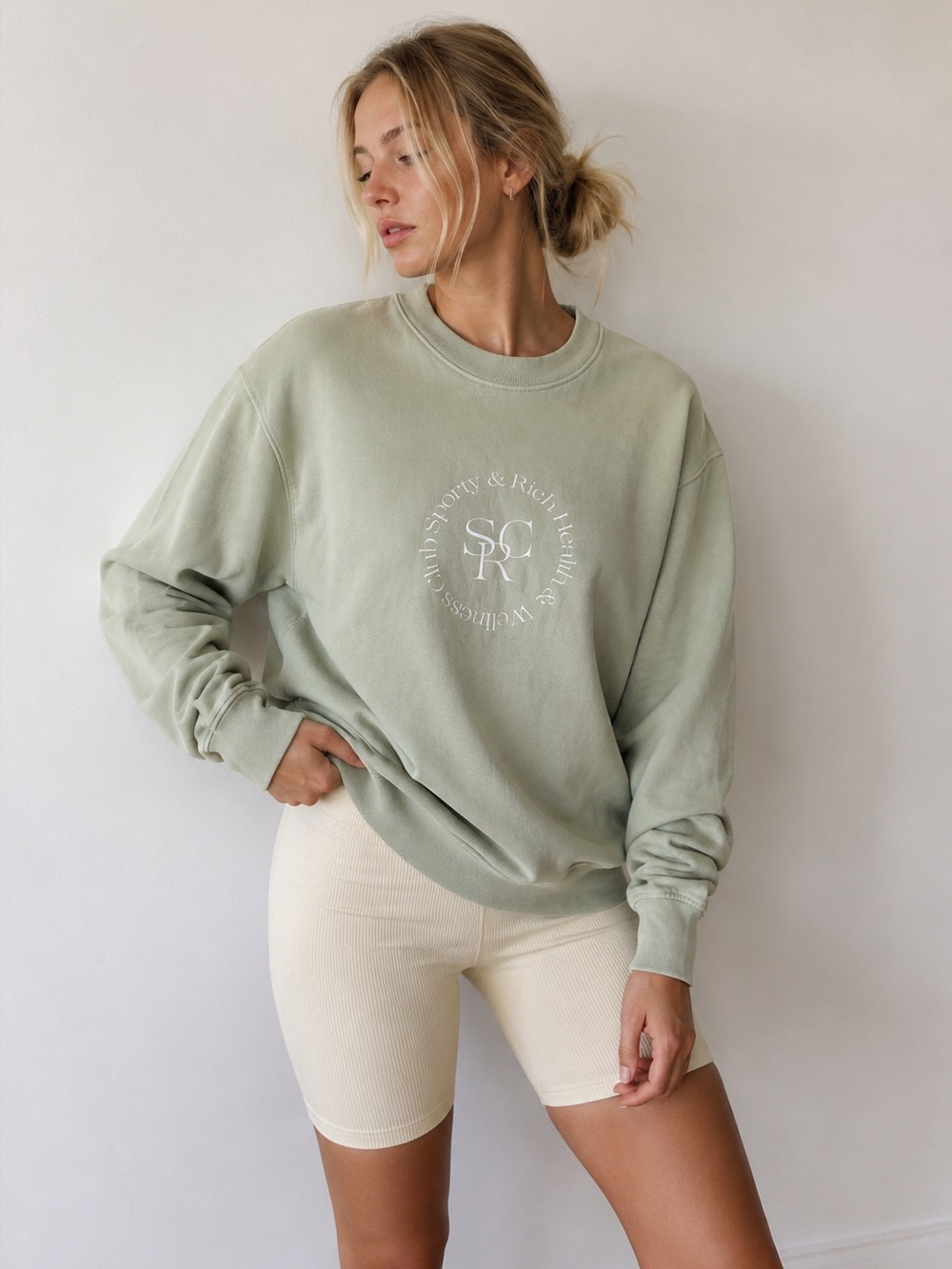 Sporty & Rich Wellness Club Sage Logo Crewneck Sweatshirt